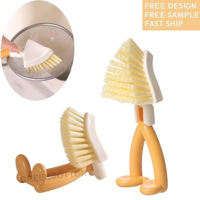 Foldable Triangular Gap Cleaning Brush with Soap Dispenser – Pack of 2