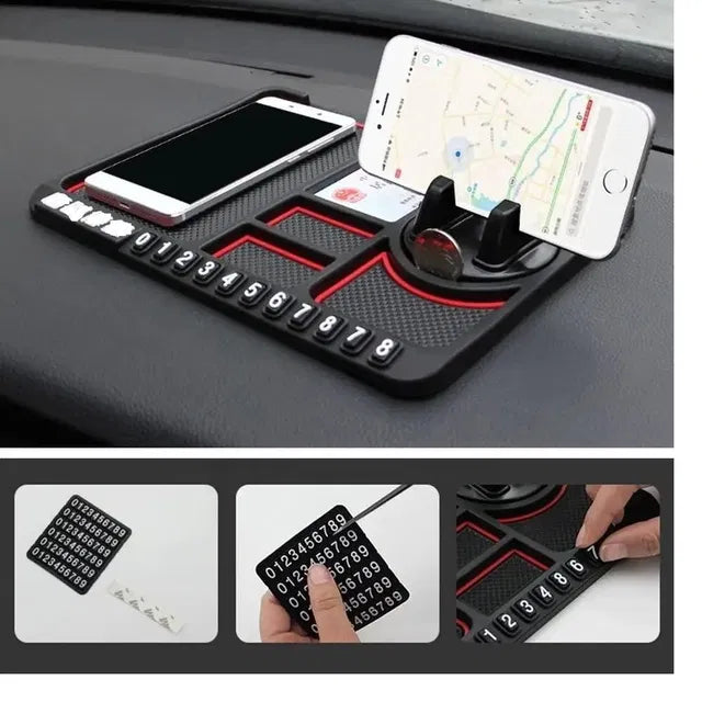 Multifunction Car Dashboard Phone & GPS Holder with Anti-Slip Silicone Pad