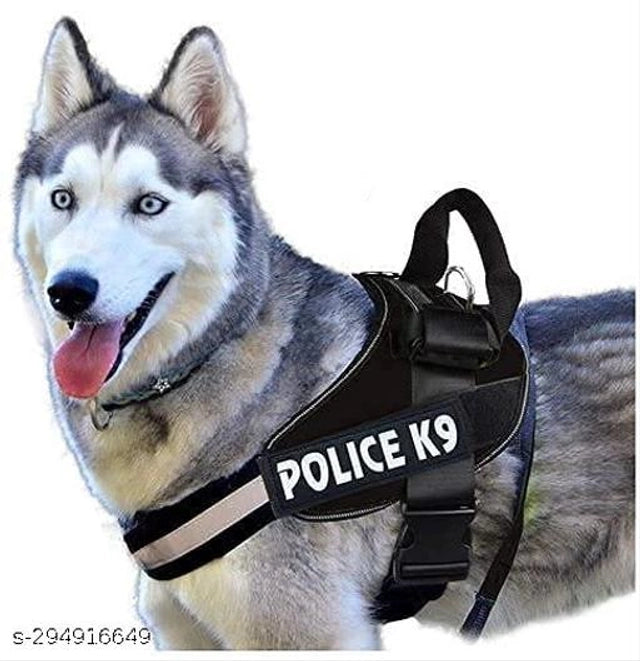 Nylon Dog Harness — Black, Size L | Secure & Comfortable 1.25" Wide Strap