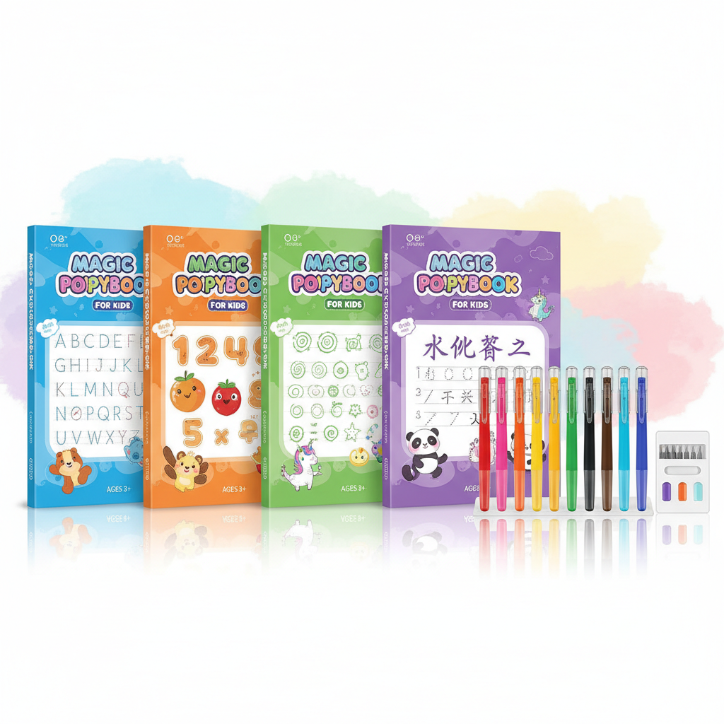Magic Practice Copybook for Kids – 4 Books + 10 Refills